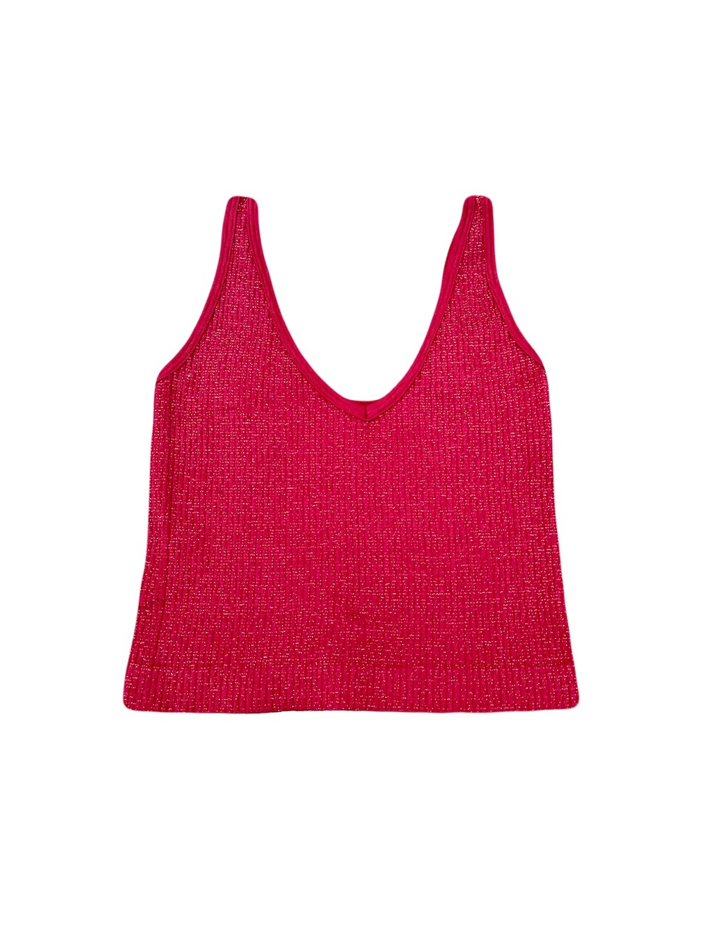 NWOT FREE PEOPLE RED SPARKLY RIBBED TANK TOP // SIZE XS♥️